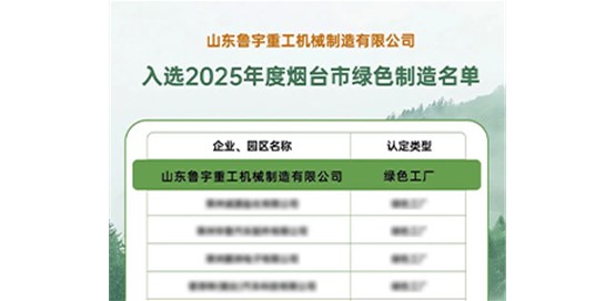 山東魯宇重工機械制造有限公司榮耀加冕，綠色制造再創(chuàng)輝煌！